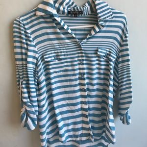 Velvet Heart Striped Button Up Blouse